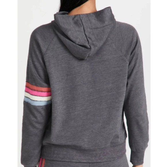Sundry Women's Multi Stripe Hoodie in Charcoal size Large - Picture 12 of 13